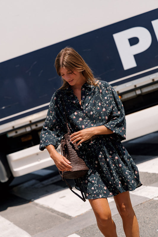 LONG FLORAL-PRINT SHIRT COLLAR DRESS 3