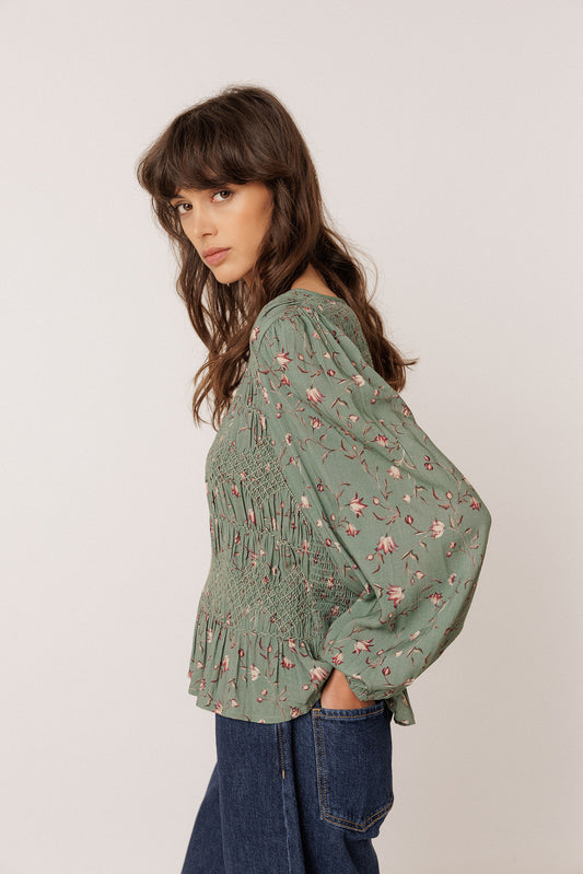 FLORAL PRINT SMOCK BLOUSE 3