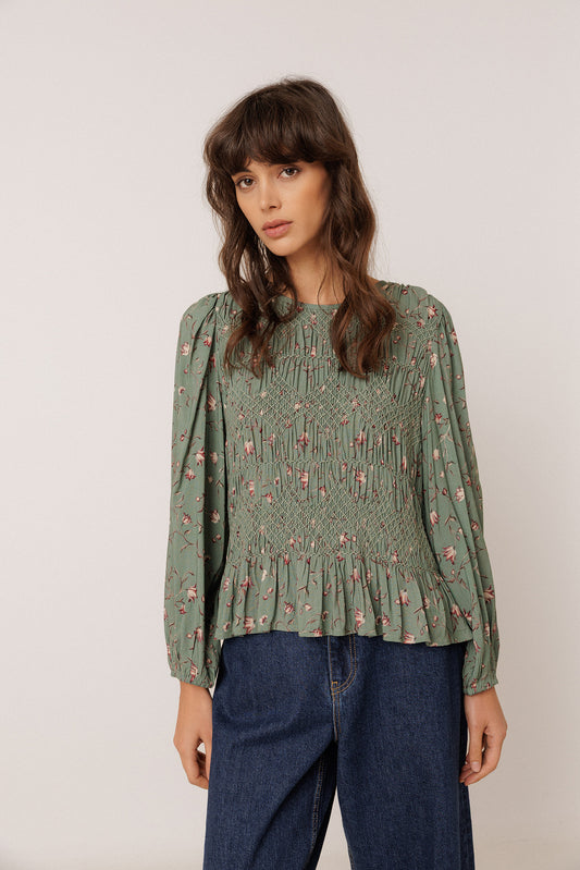 FLORAL PRINT SMOCK BLOUSE 4