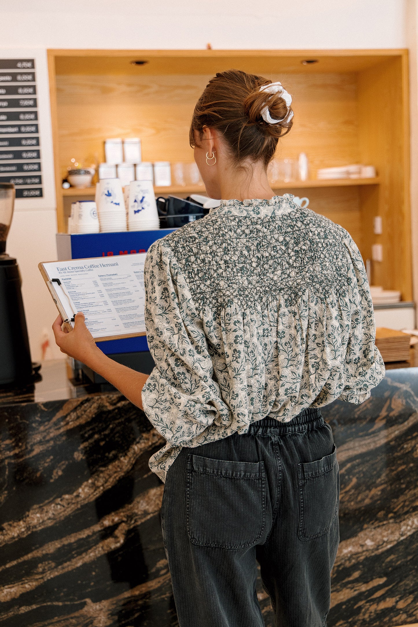 SMOCKED EMBROIDERY SHIRT