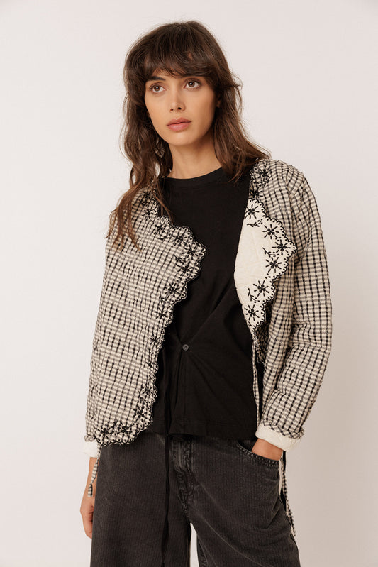 CONTRAST-EMBROIDERY QUILTED JACKET 2