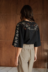 EMBROIDERED-YOKE BLOUSE