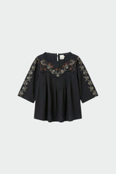 EMBROIDERED-YOKE BLOUSE