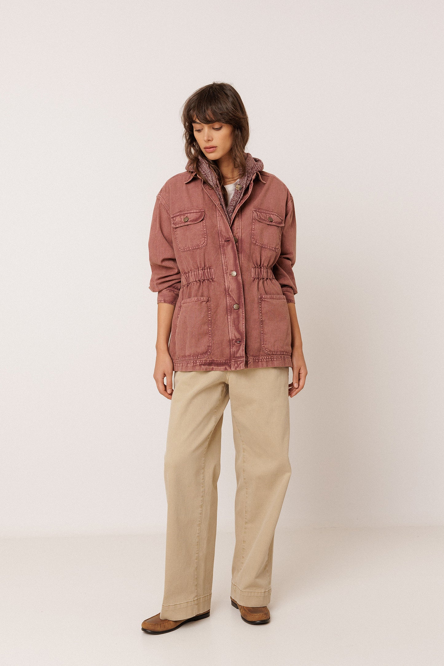 VINTAGE-WASHED HERRINGBONE JACKET