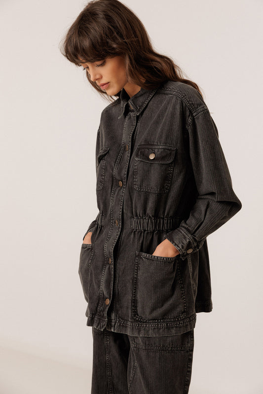 VINTAGE-WASHED HERRINGBONE JACKET 1