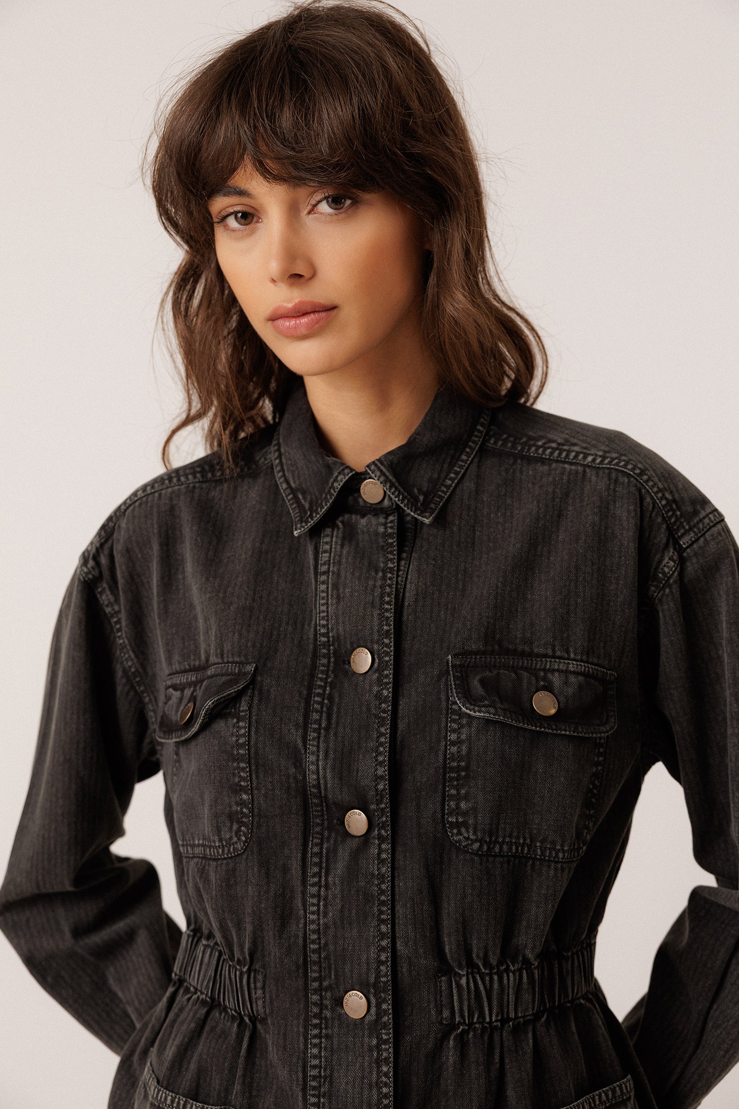 VINTAGE-WASHED HERRINGBONE JACKET