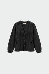 BALLOON-SLEEVE HERRINGBONE SHIRT