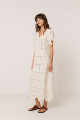 VESTIDO MIDI BORDADOS PERFORADOS