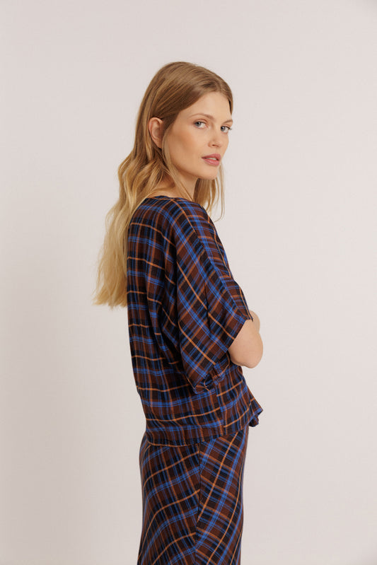 SHORT MULTICOLOR CHECKERED BLOUSE 4