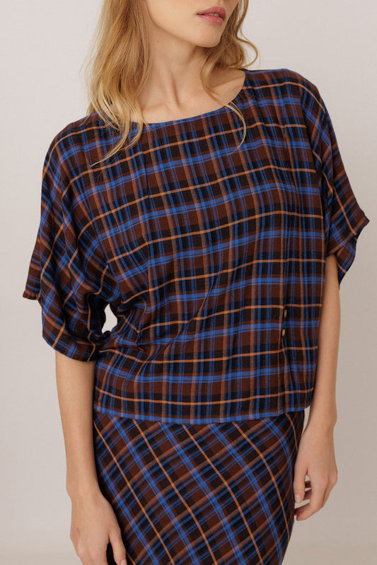SHORT MULTICOLOR CHECKERED BLOUSE 5