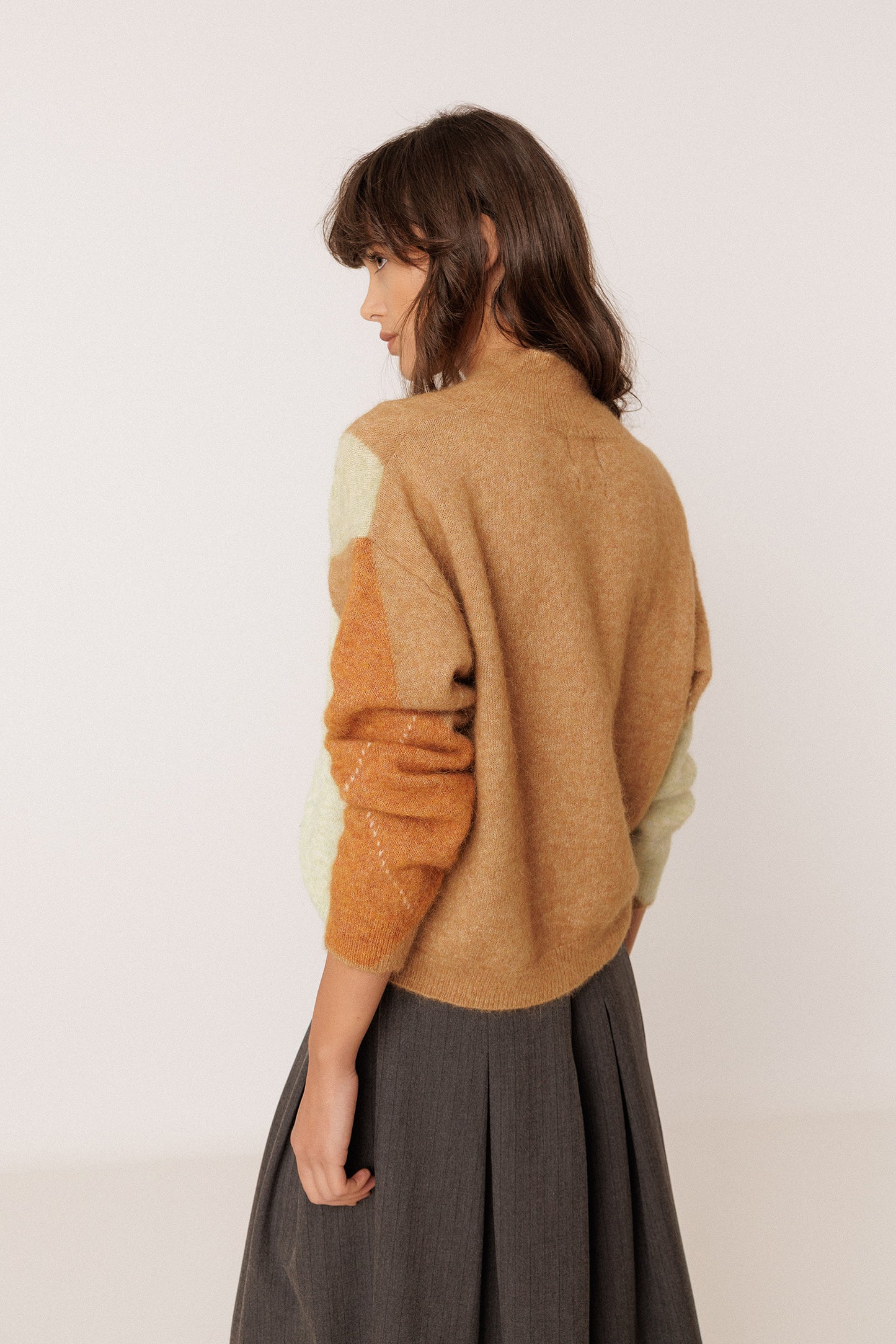 ALPACA MAXI-DIAMOND INTARSIA SWEATER