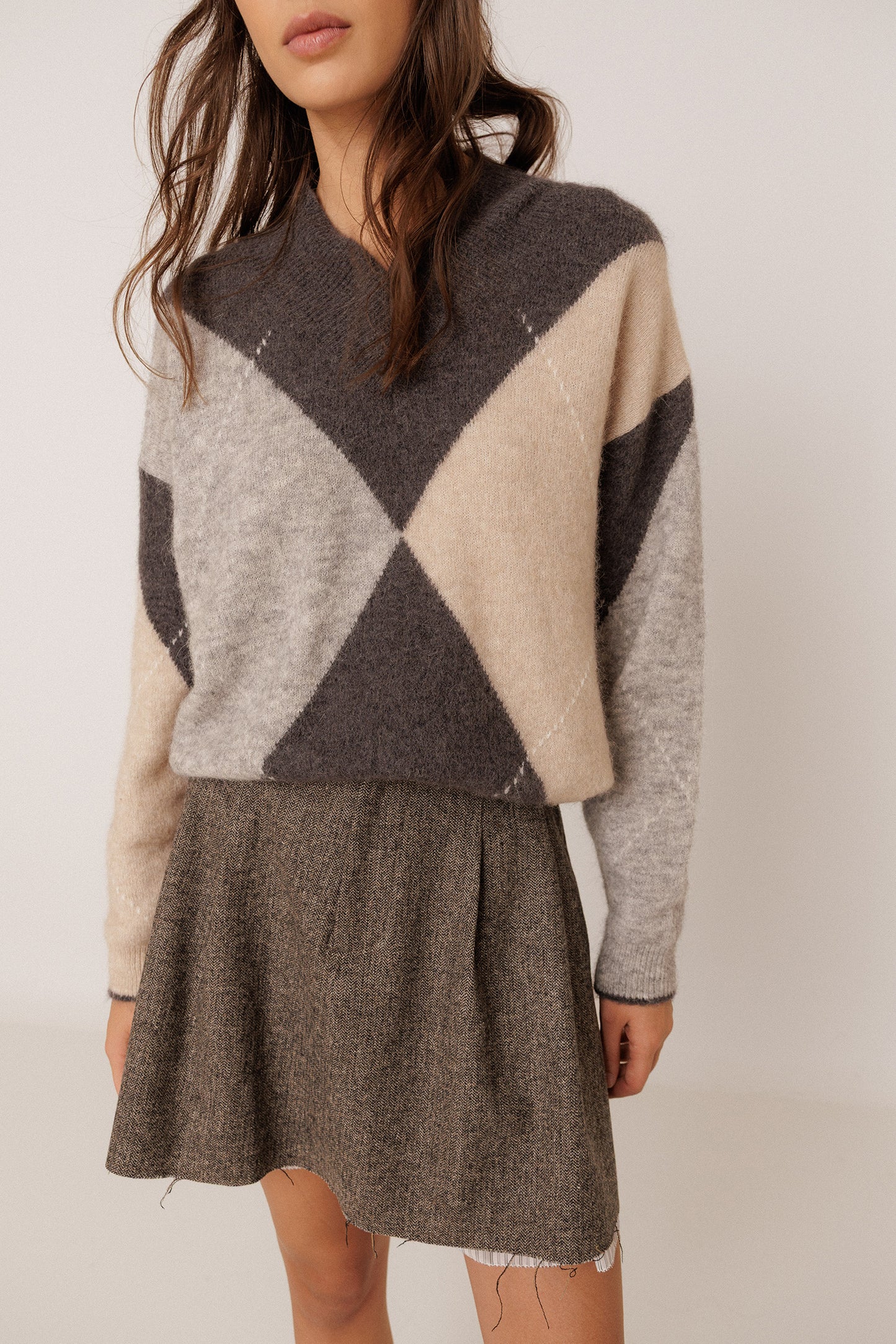 ALPACA MAXI-DIAMOND INTARSIA SWEATER