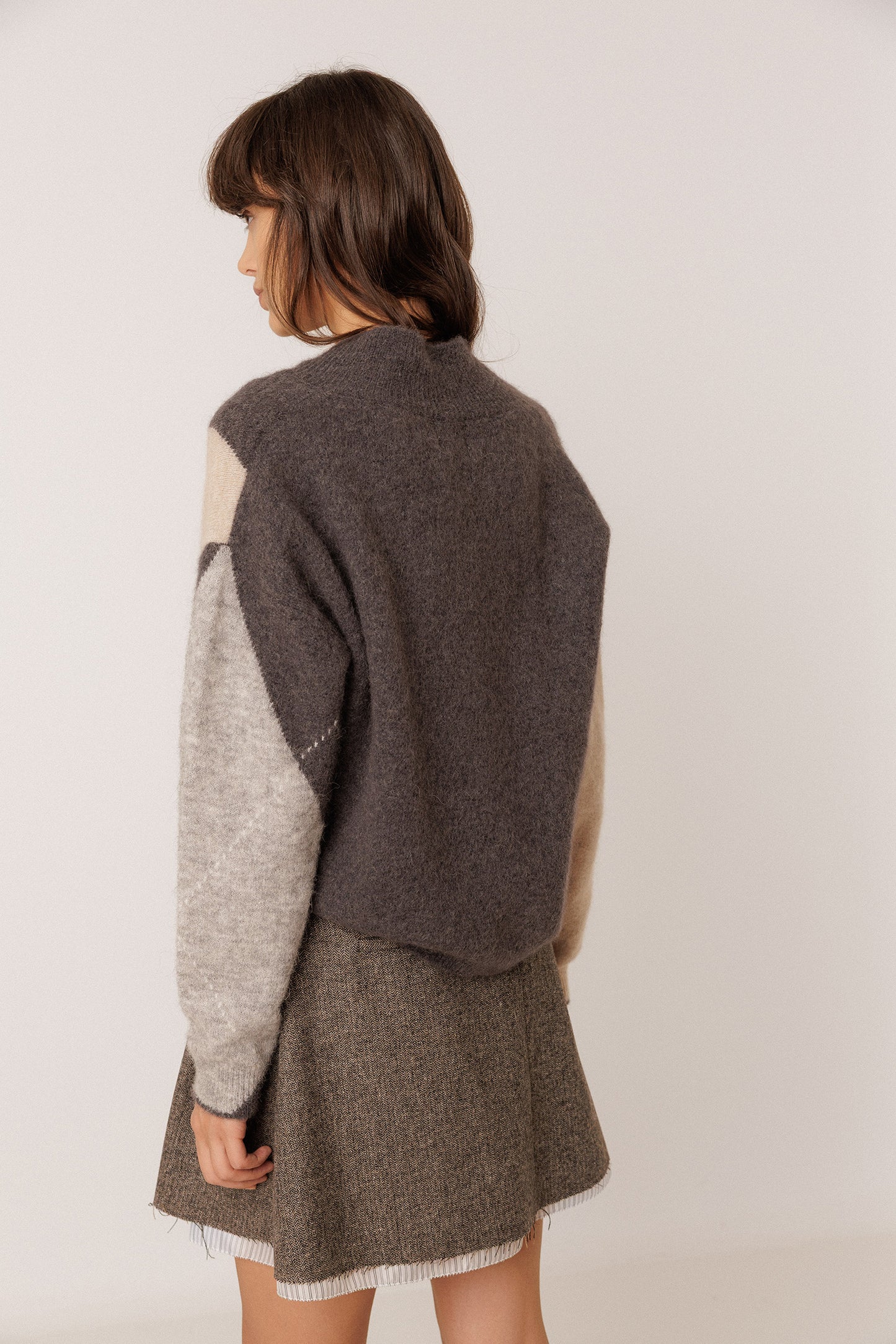ALPACA MAXI-DIAMOND INTARSIA SWEATER