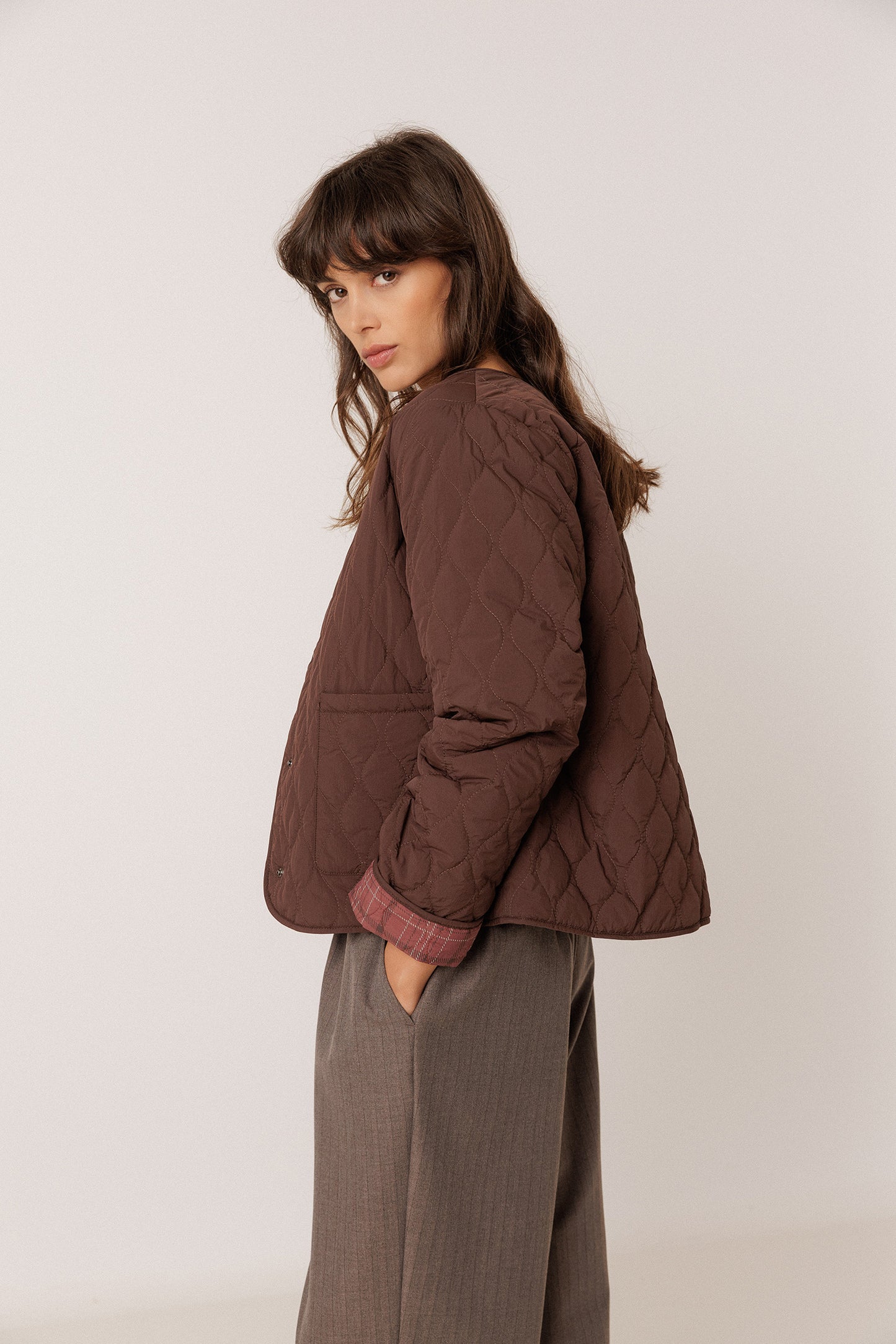 VESTE MATELASSÉE IMPRIMÉ TARTAN