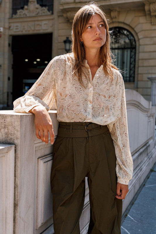 HERRINGBONE BERMUDA SHORTS + PRINTED SHIRT 2