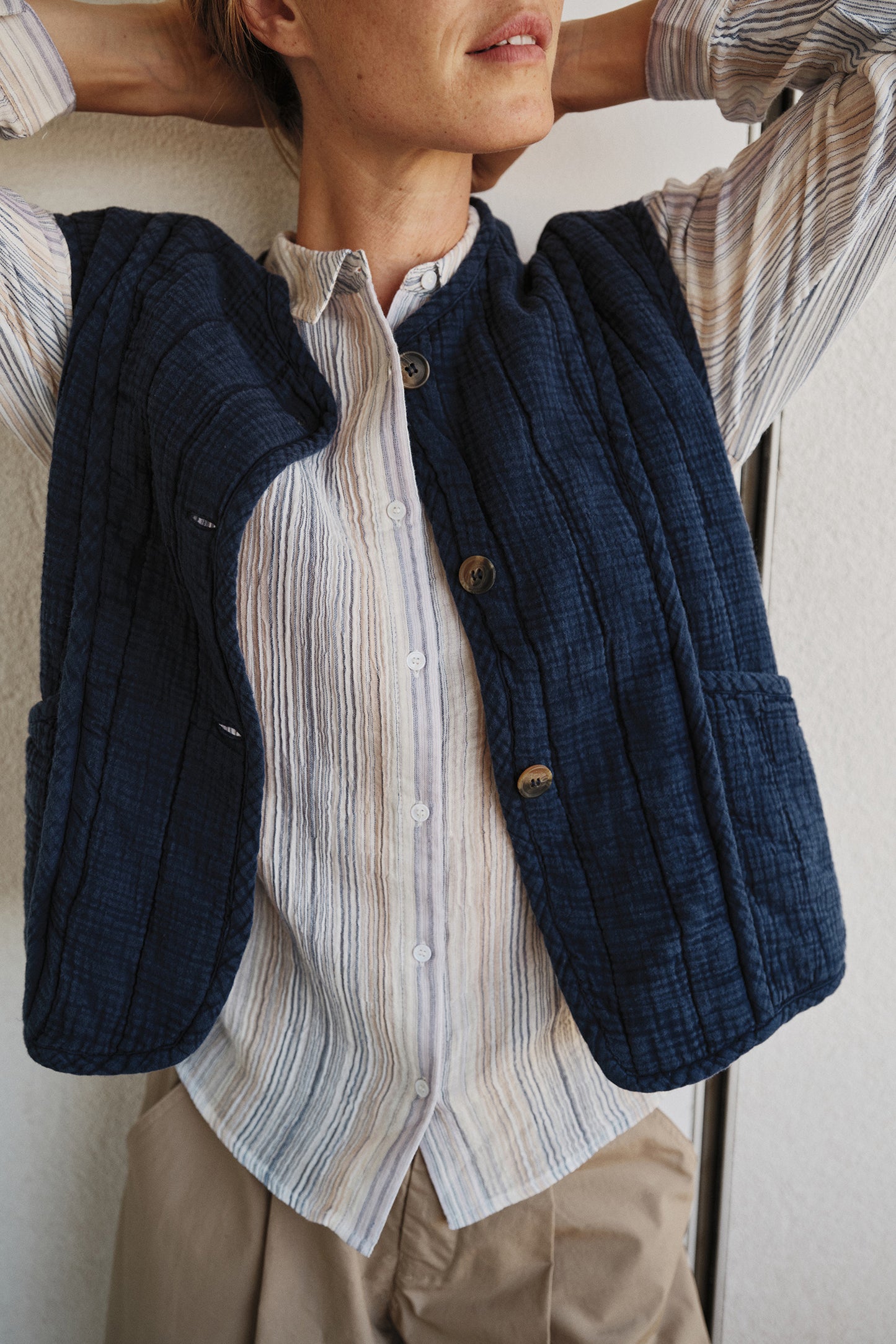 CAMISA RAYAS DOBLE GASA