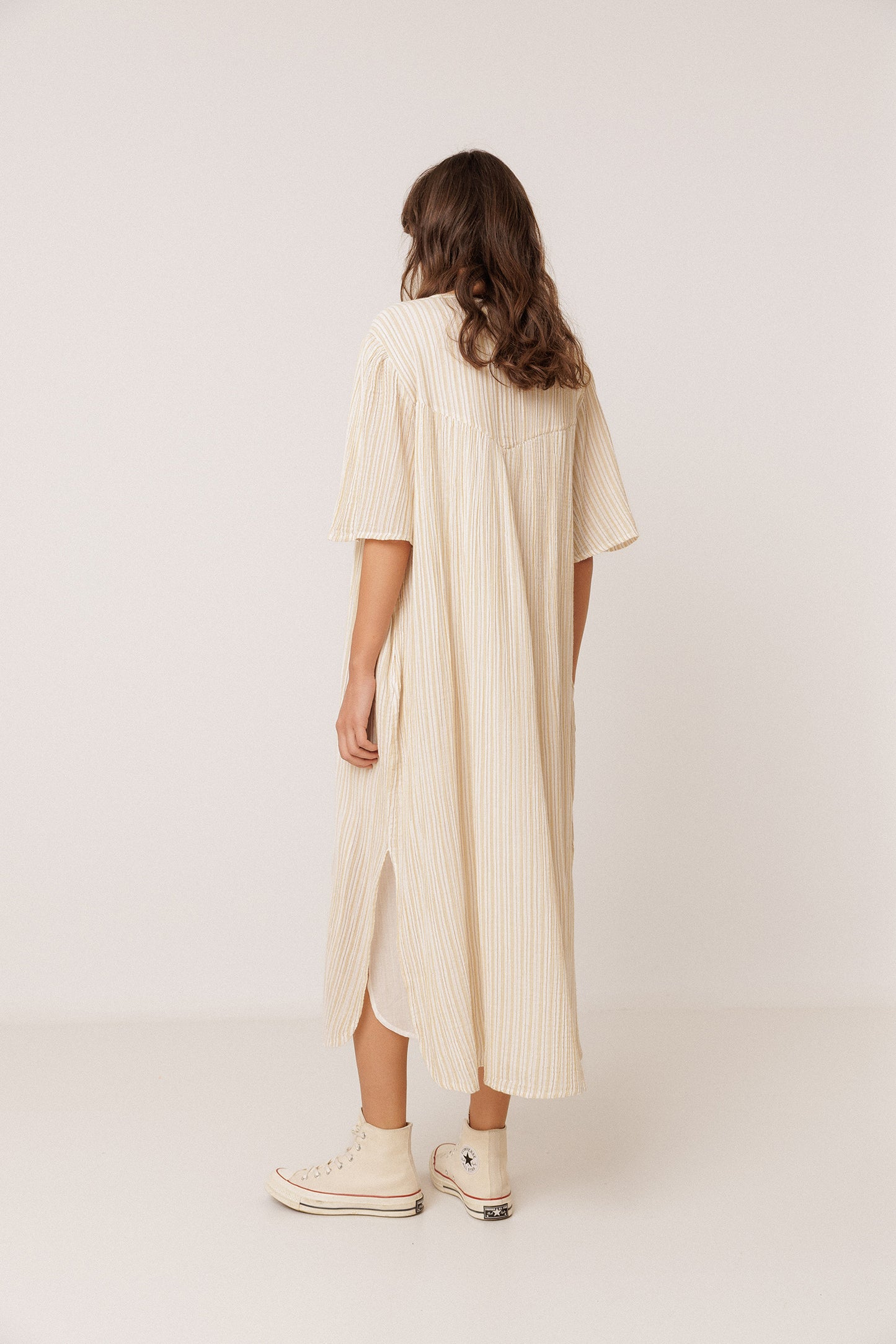 STRIPED DOUBLE-GAUZE DRESS