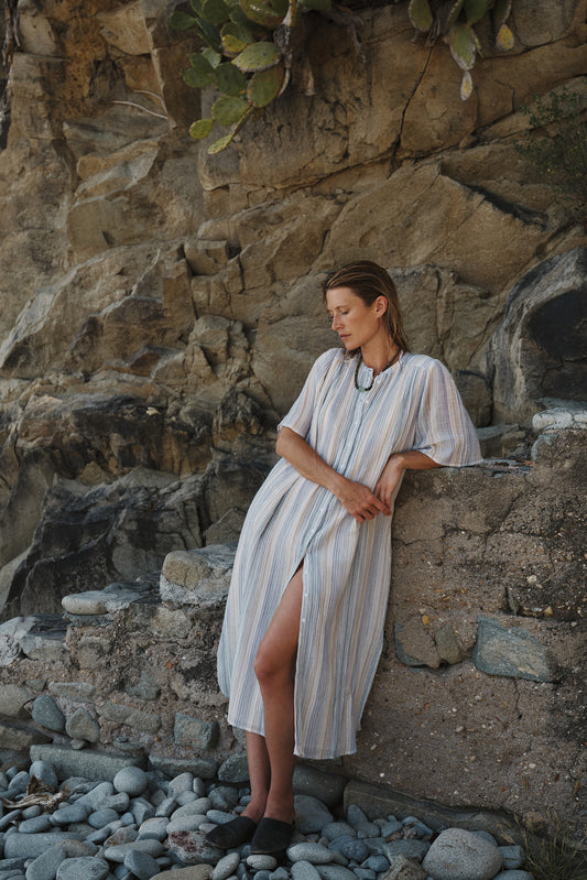 STRIPED DOUBLE-GAUZE DRESS 1
