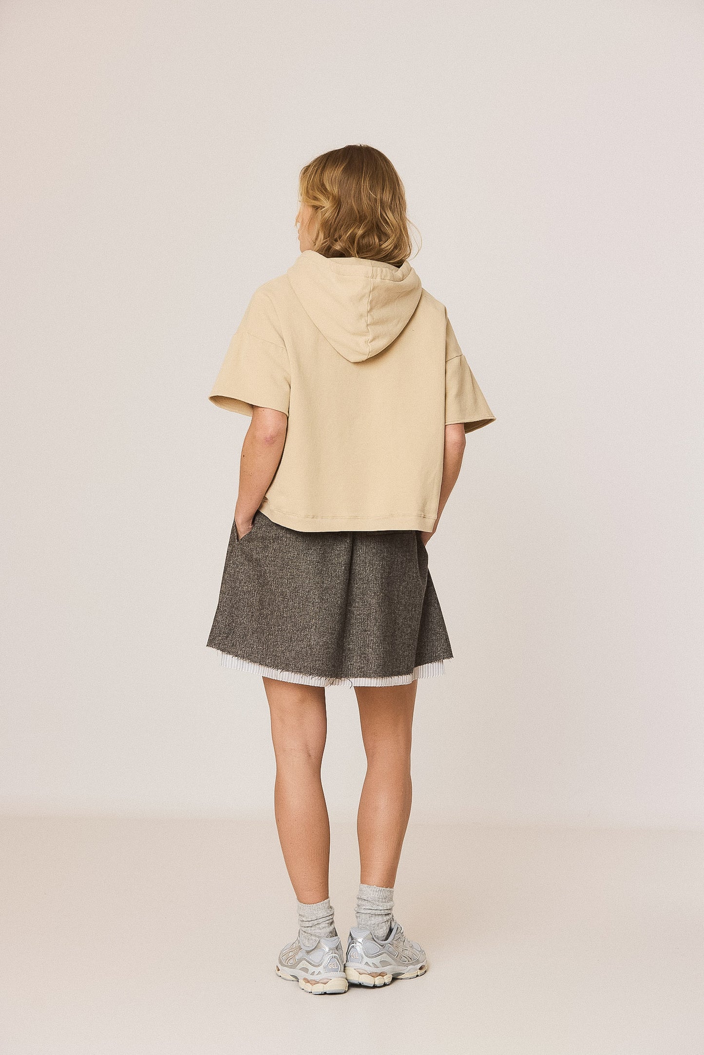 DOUBLE-EFFECT WOOL MINISKIRT