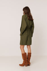 VESTIDO POPELÍN CUELLO ALTO