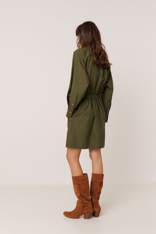 HIGH-NECK POPLIN DRESS 3