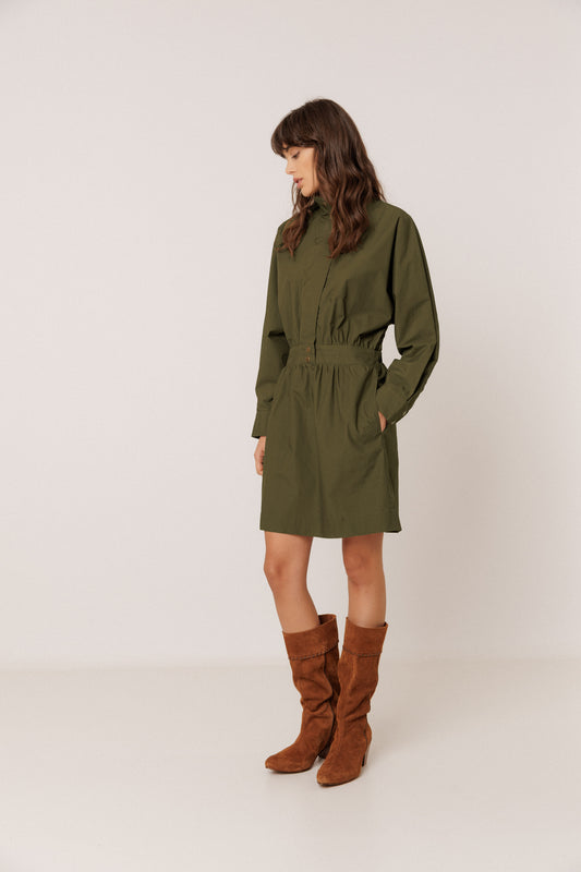 HIGH-NECK POPLIN DRESS 4