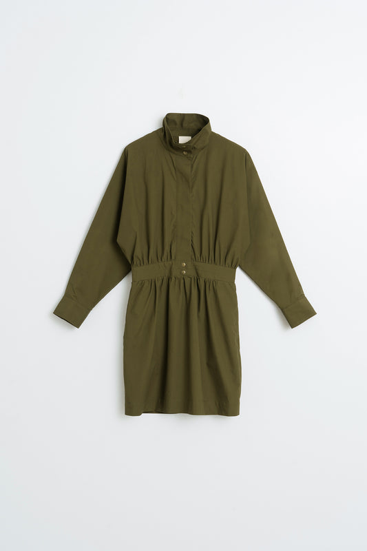 HIGH-NECK POPLIN DRESS 5
