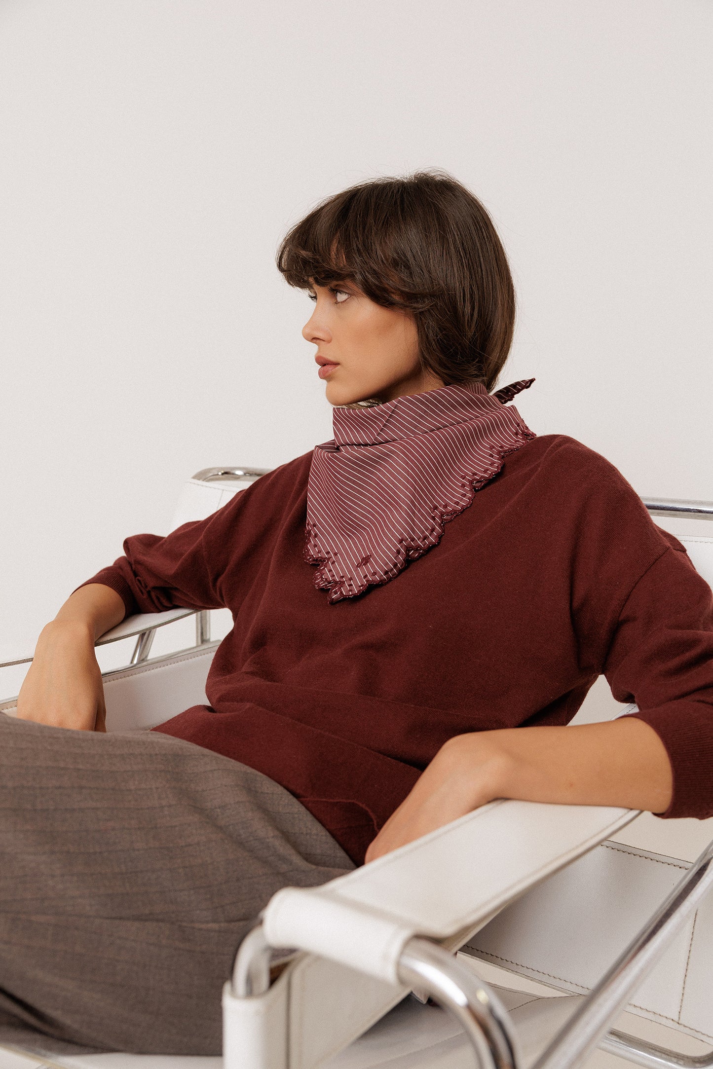 STRIPED POPLIN HANDKERCHIEF