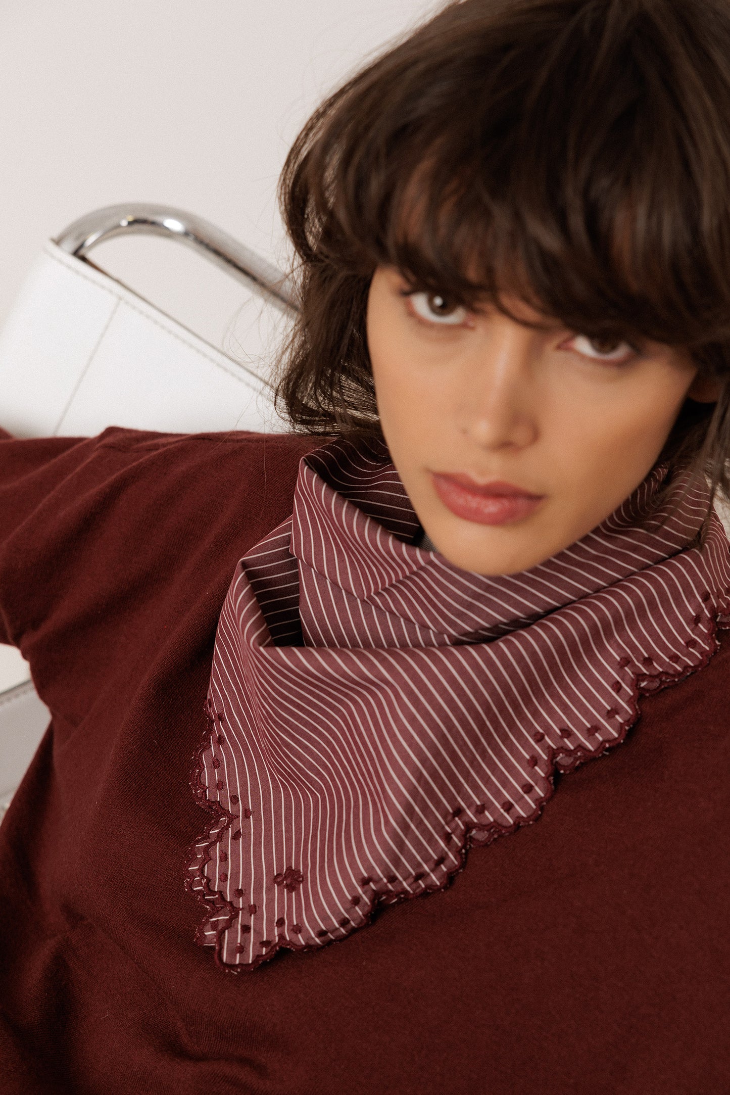 STRIPED POPLIN HANDKERCHIEF