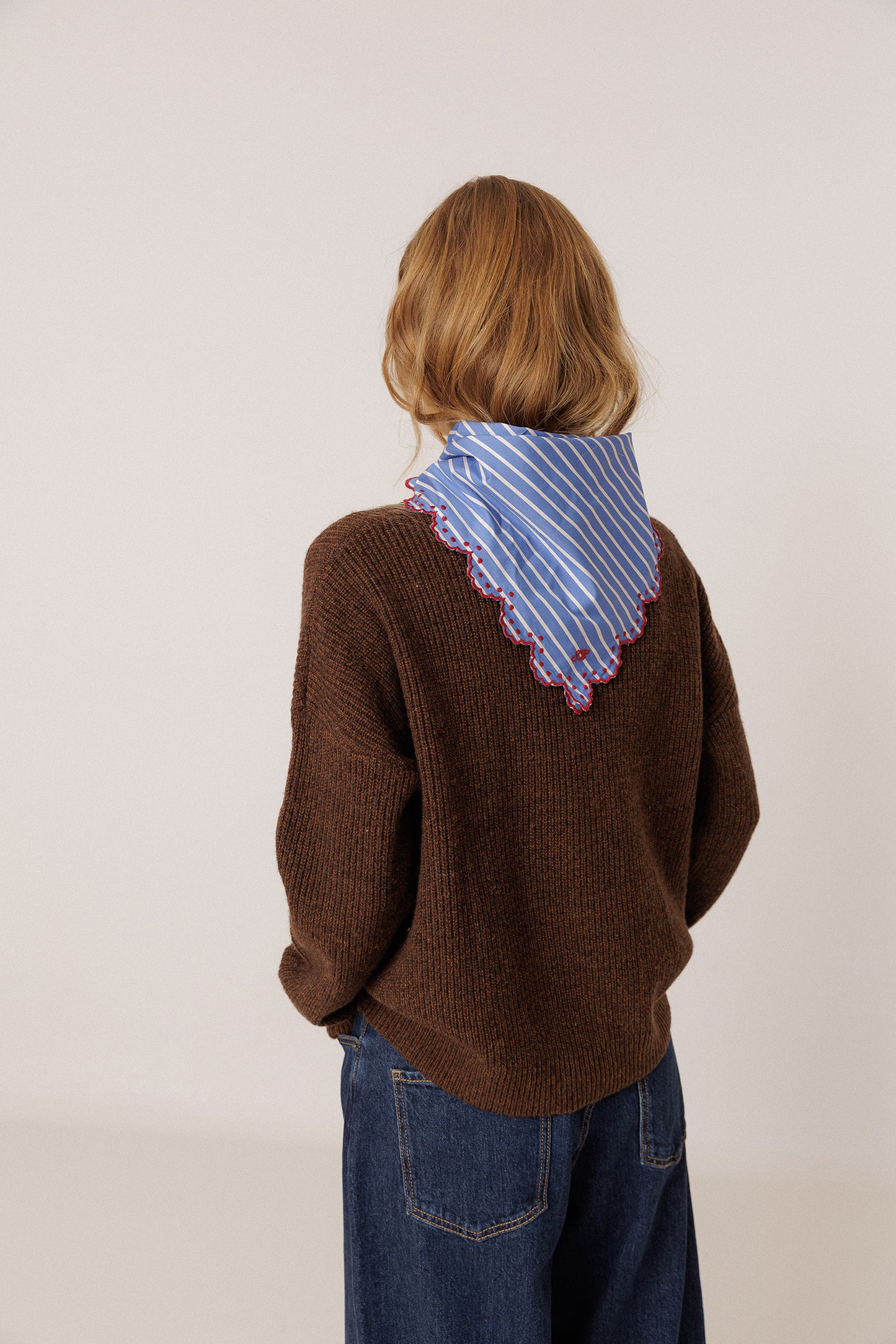 STRIPED POPLIN HANDKERCHIEF