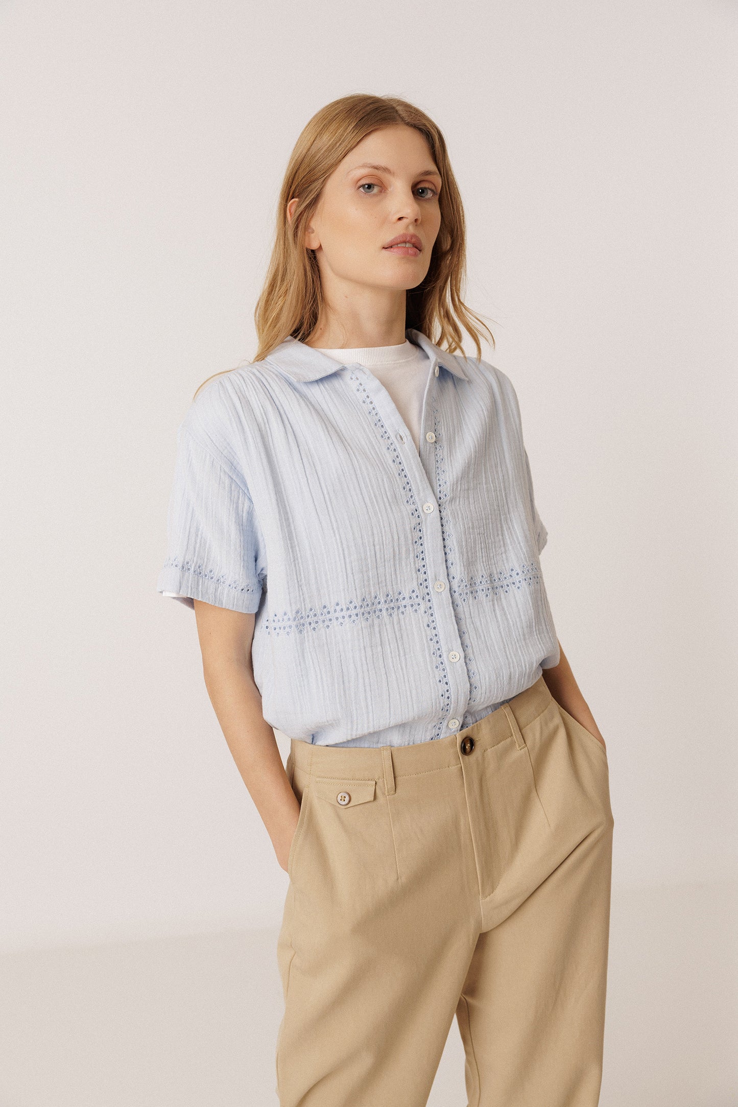 EMBROIDERED COMBINATION TEE