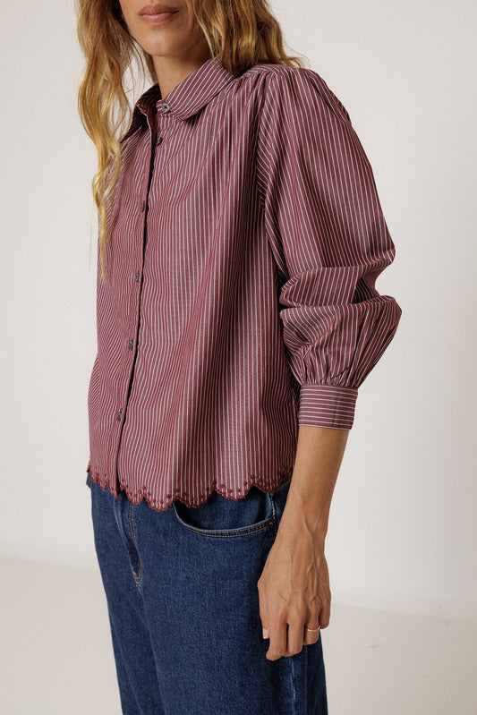 SCALLOPED HEM STRIPED SHIRT 2