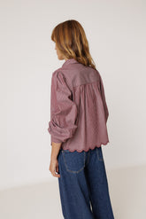 CAMISA RAYAS BAJO FESTONEADO