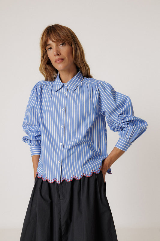 SCALLOPED HEM STRIPED SHIRT 4