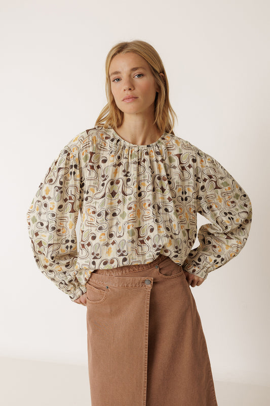 BLOUSE À IMPRIMÉ EN DOUBLE GAZE 1