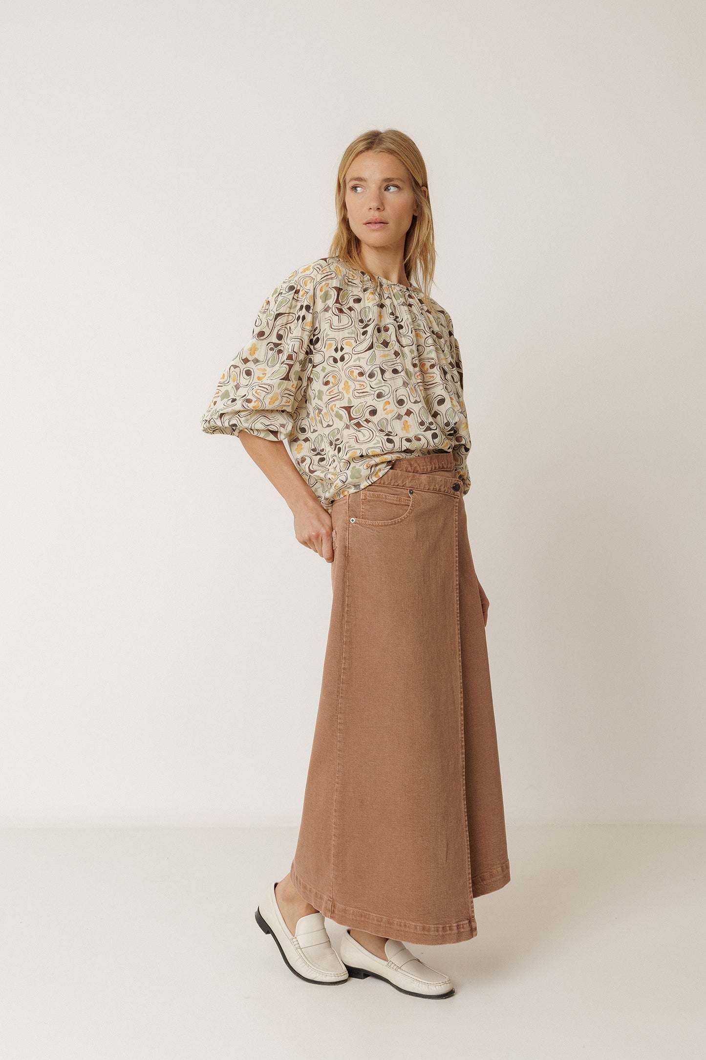 BLOUSE À IMPRIMÉ EN DOUBLE GAZE