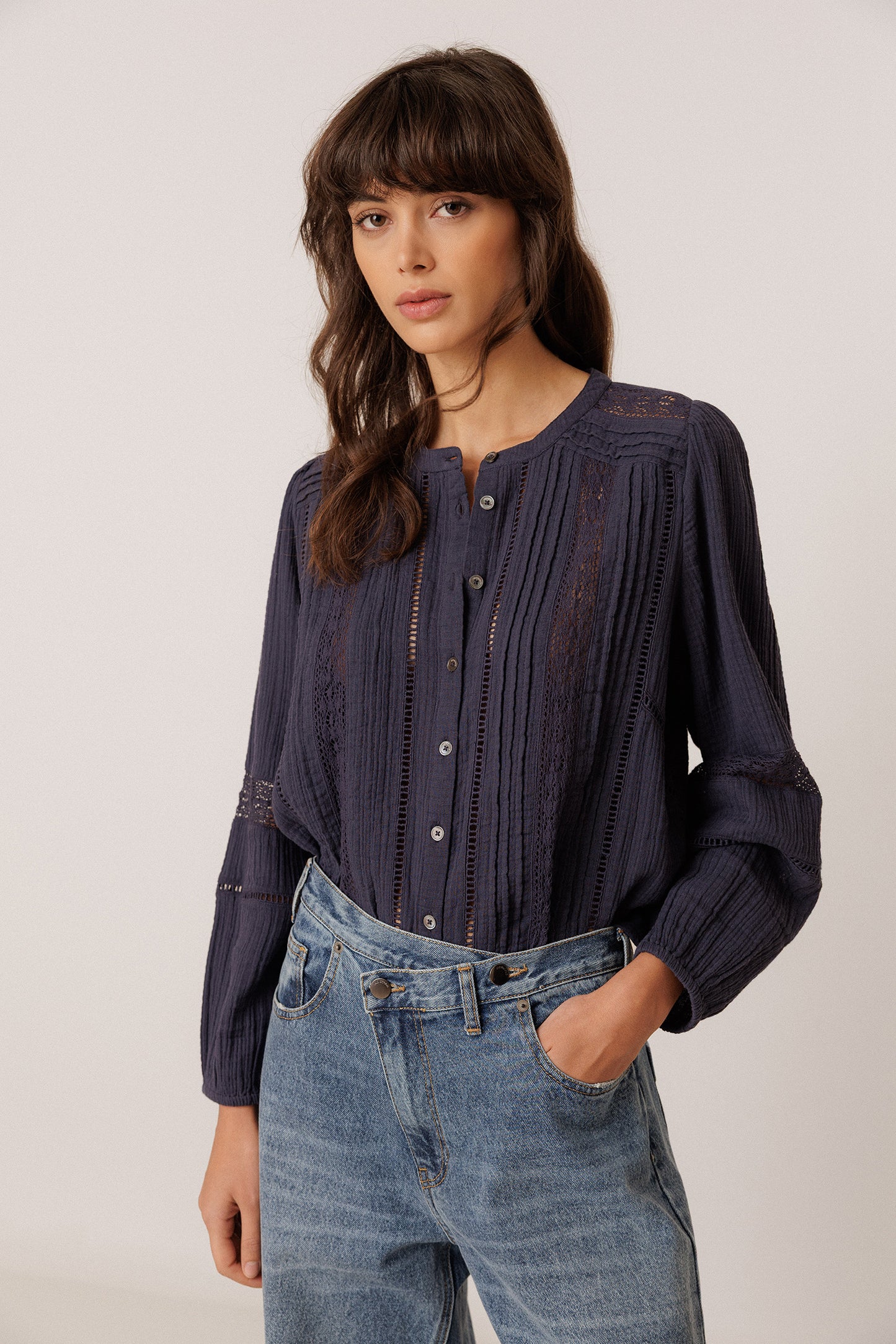 CHEMISE ROMANTIQUE EN DOUBLE GAZE