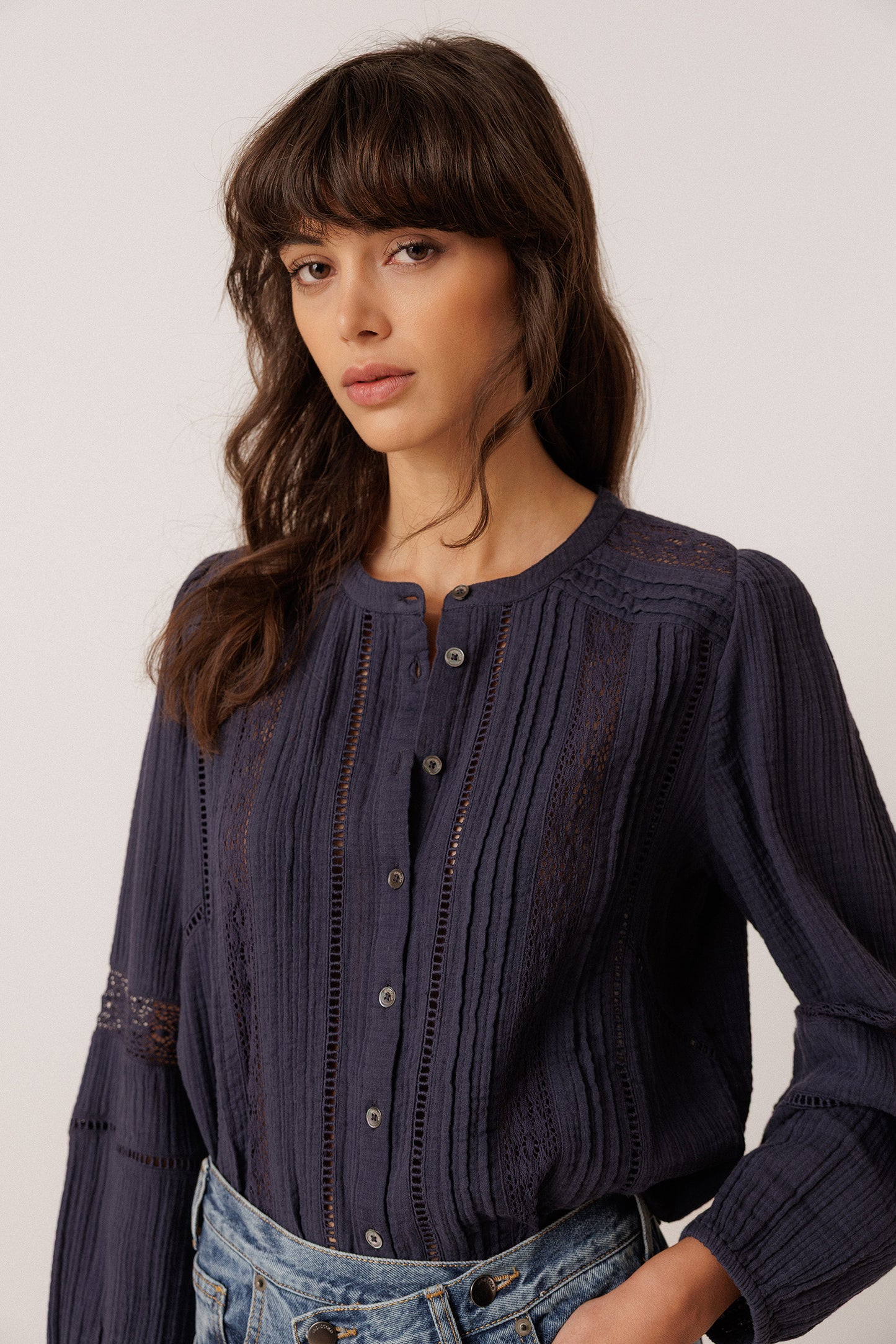 CHEMISE ROMANTIQUE EN DOUBLE GAZE