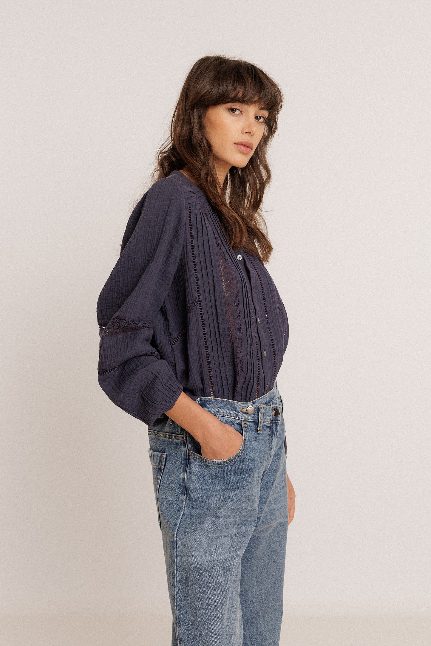 CHEMISE ROMANTIQUE EN DOUBLE GAZE