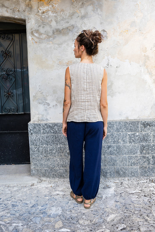 GILET RAYÉ EN LIN 2