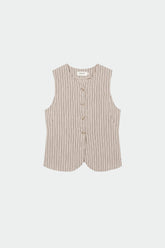 GILET RAYÉ EN LIN