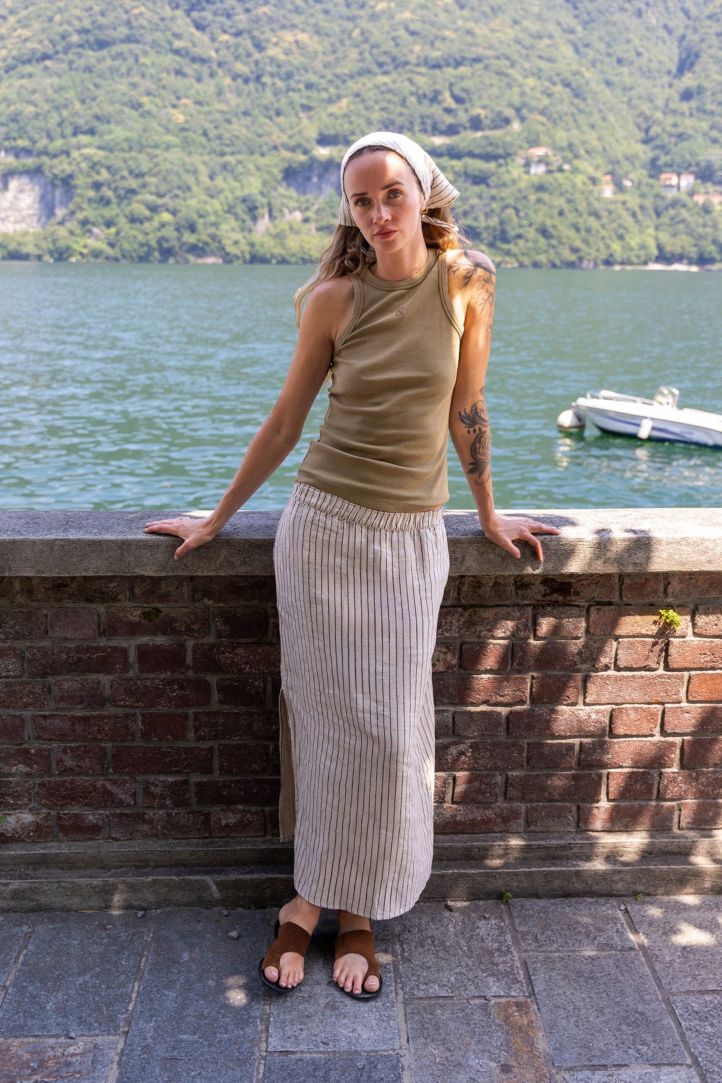 [CL] STRIPED LINEN SKIRT
