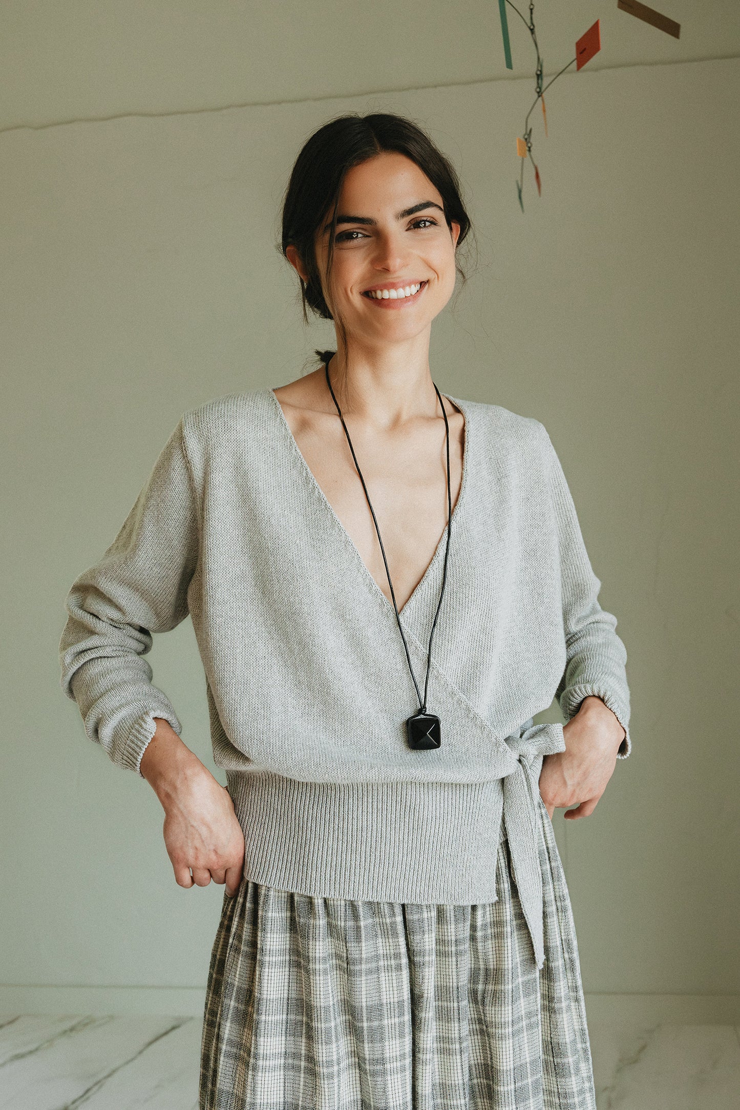 [CL] KNIT WRAP-OVER CARDIGAN