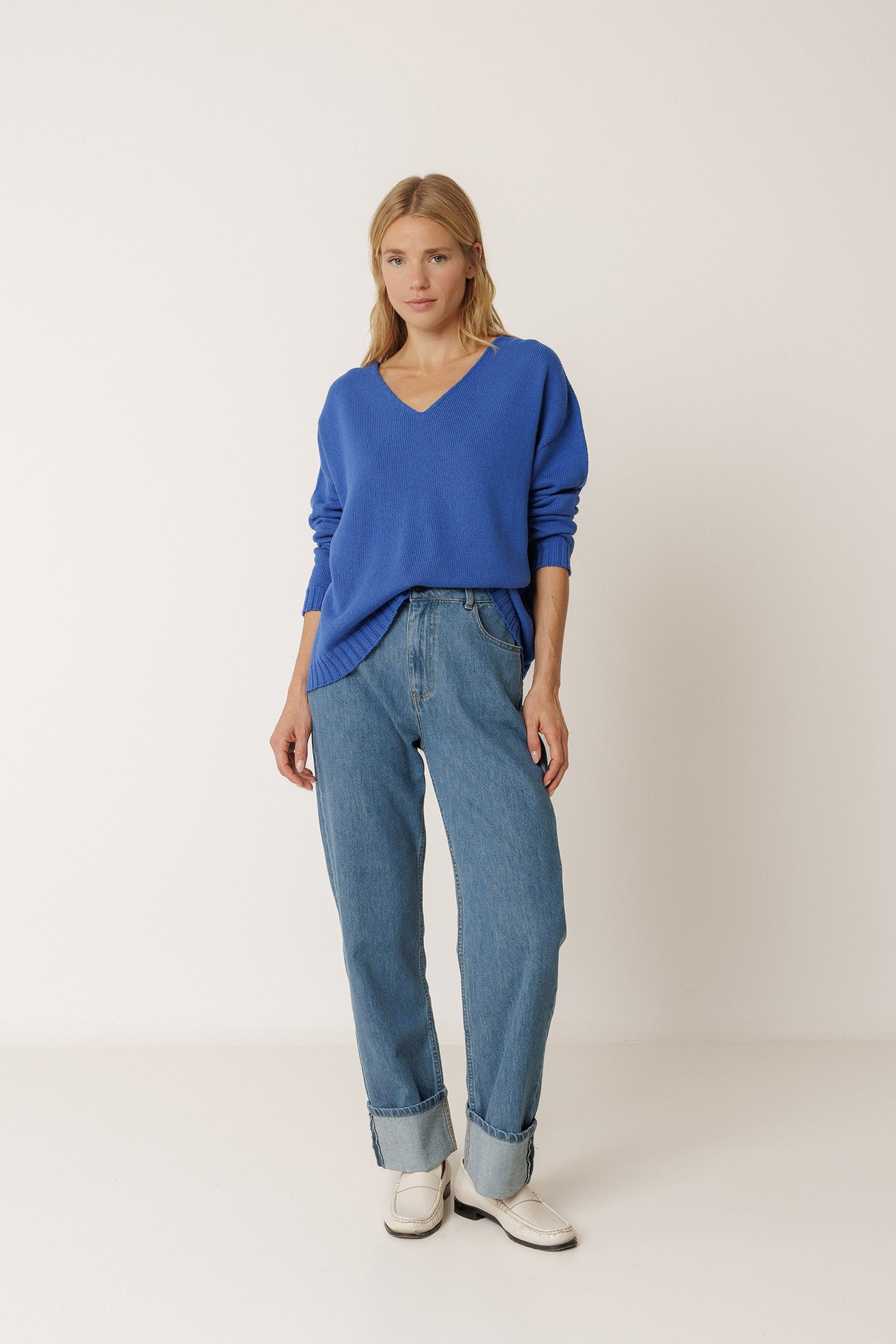 PLUNGE-NECK SWEATER