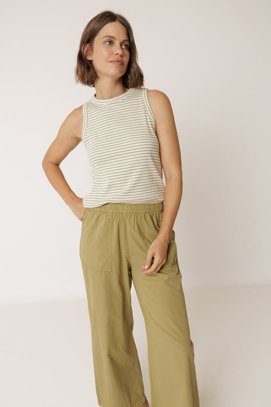 STRIPED RIBBED HALTER TEE 1
