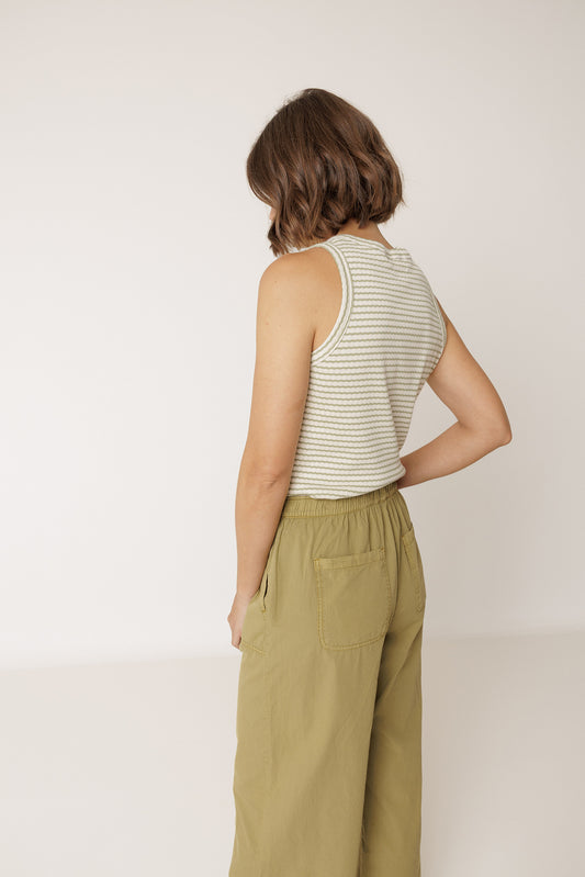 STRIPED RIBBED HALTER TEE 2