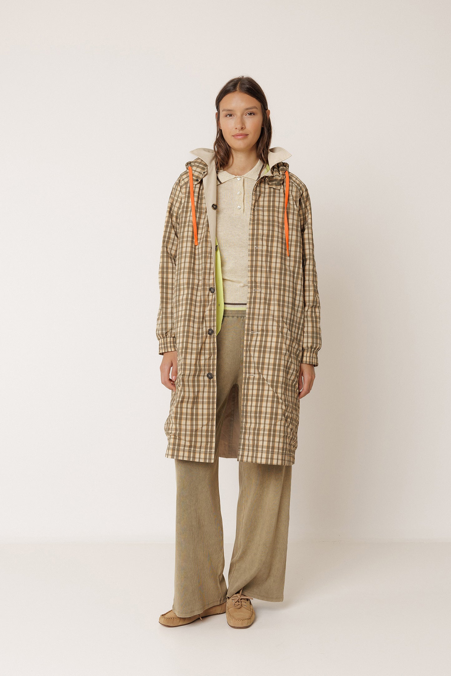 REVERSIBLE CHECKERED RAINCOAT