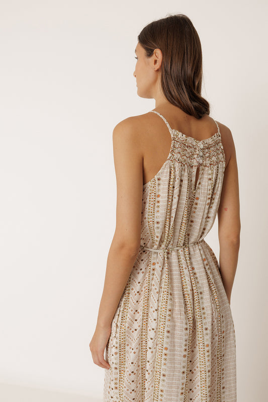 STAMP-PRINT HALTER DRESS 4